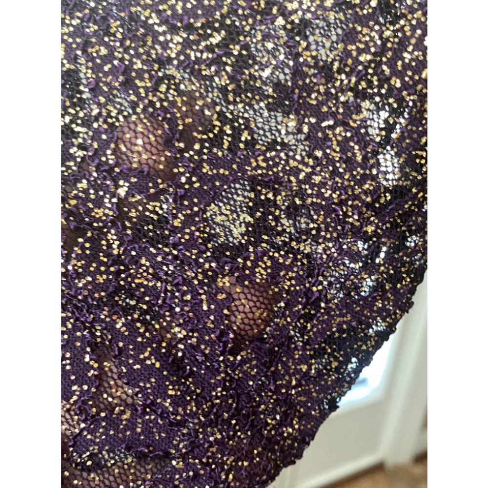 MARINA GOLD & PURPLE LACE DRESS SIZE  14 - Picture 6 of 8